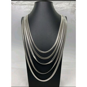Women's Vince Camuto Silver Tone Layered Snake Chain Necklace